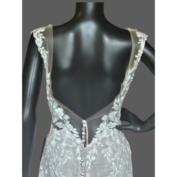 NWOT Ivory/Cappuccino Illusion Bodice Fit/Flare Wedding Gown  - Mori Lee - Picture 12 of 16